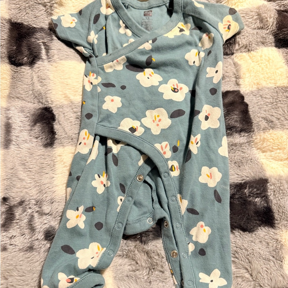 Tea Collection Floral Blue Kids One Piece 3-6 months